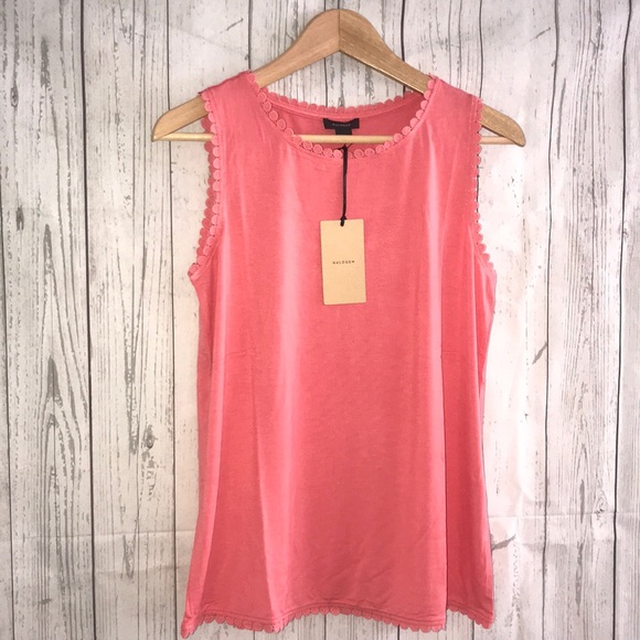 Halogen Tops - Coral Stretchy Tank with Trim Detail